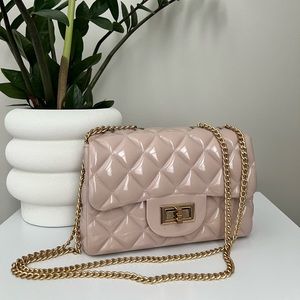 Blush Pink Neutral quilted Rubber crossbody Handbag